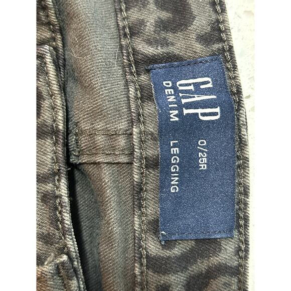 GAP DENIM CHEETAH PRINT BLACK AND GRAY LEGGING WOMEN SIZE 0 - Picture 3 of 5
